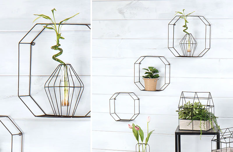 Metal Octagon Display Shelves  Set of 3