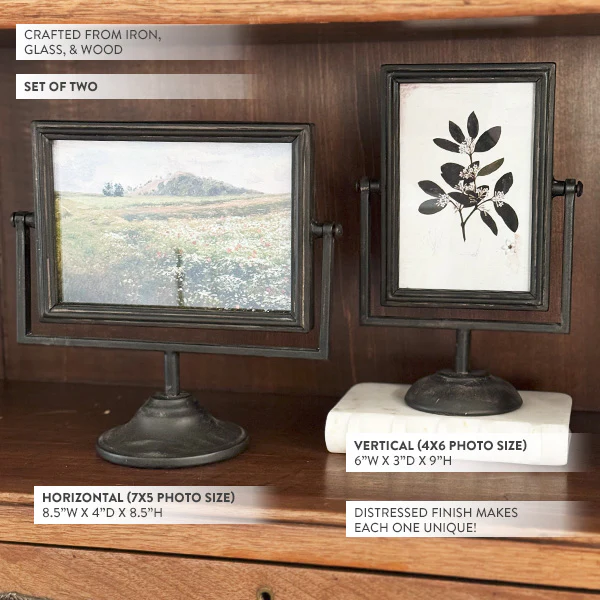Swivel Metal Picture Frames, Set of Two