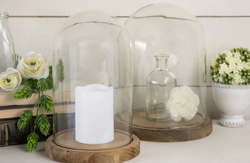 Antiqued Glass Cloche  Set of 2