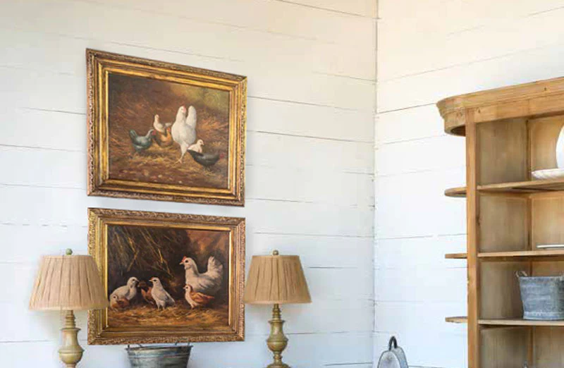 Chicken in the Barn or Yard Framed Giclee